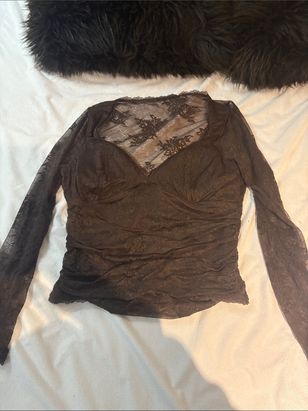 Black Lace Long-Sleeve Women's Top